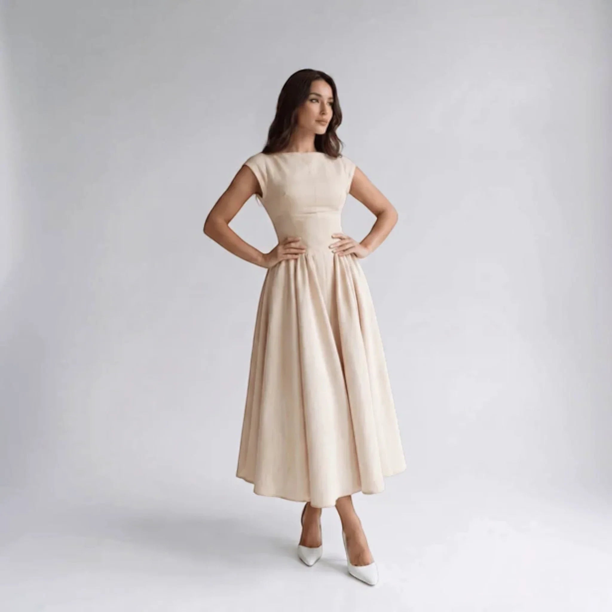 Women Sleeveless Fit and Flare Midi Dress Wedding Guest - Image 6
