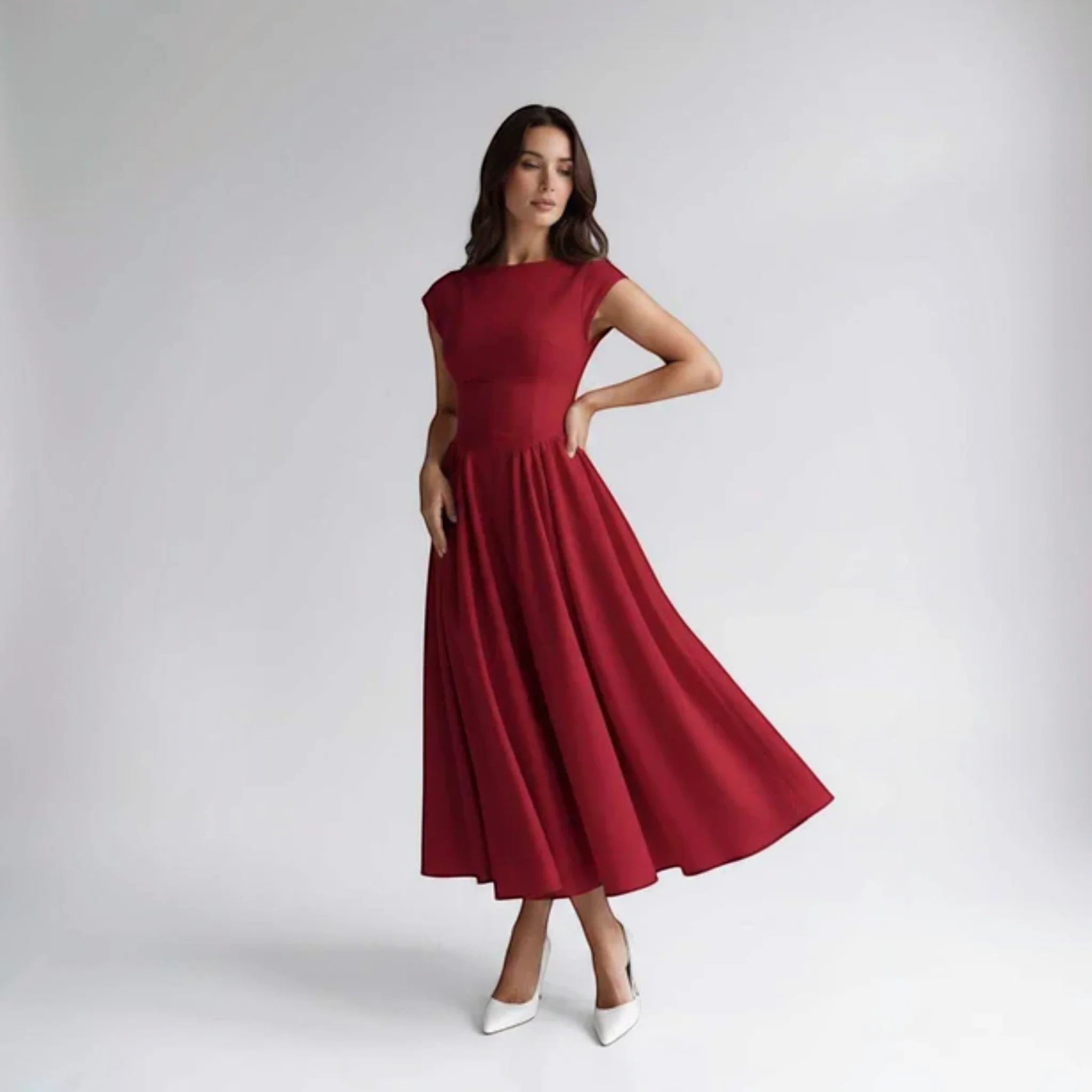 Women Sleeveless Fit and Flare Midi Dress Wedding Guest - Image 7