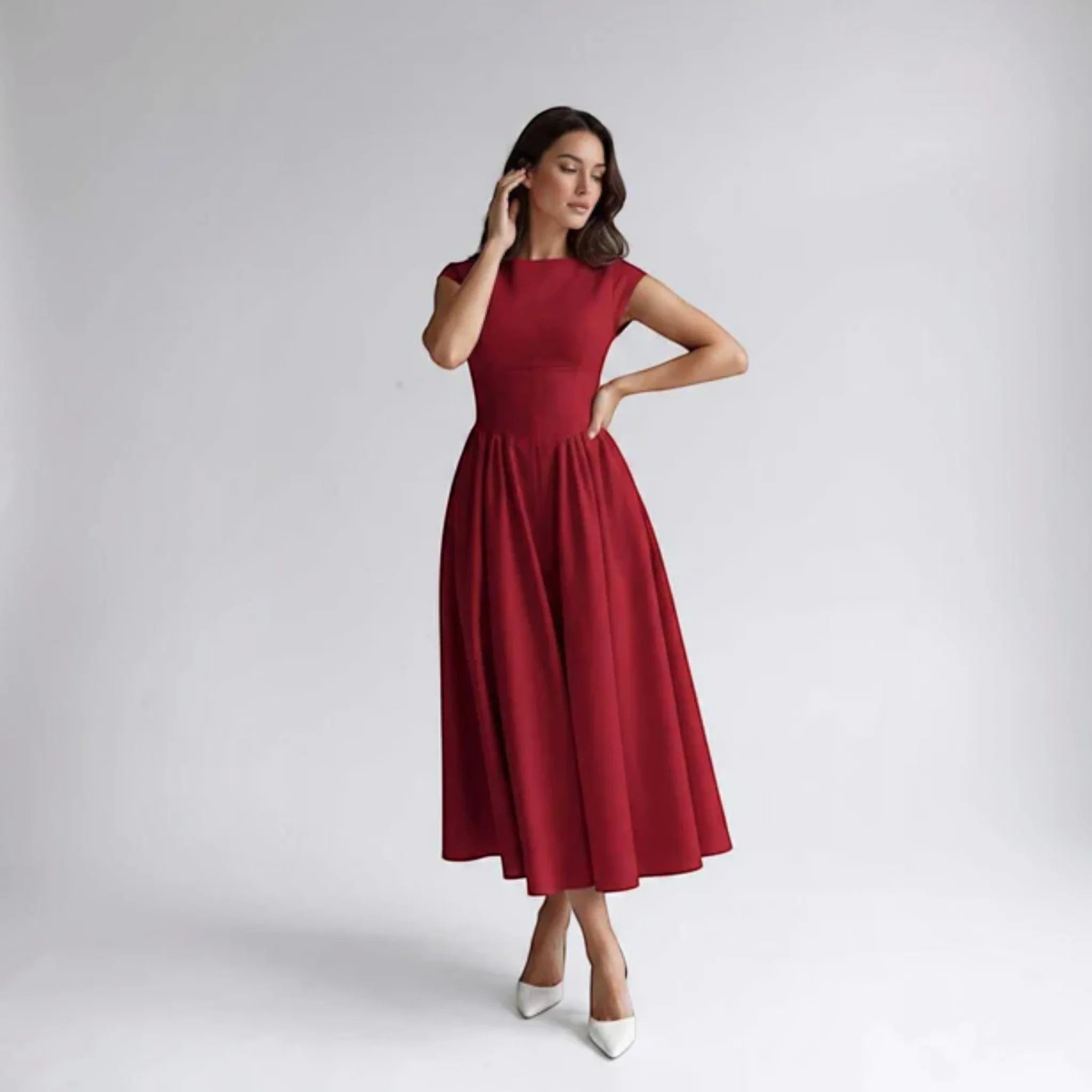 Women Sleeveless Fit and Flare Midi Dress Wedding Guest - Image 8