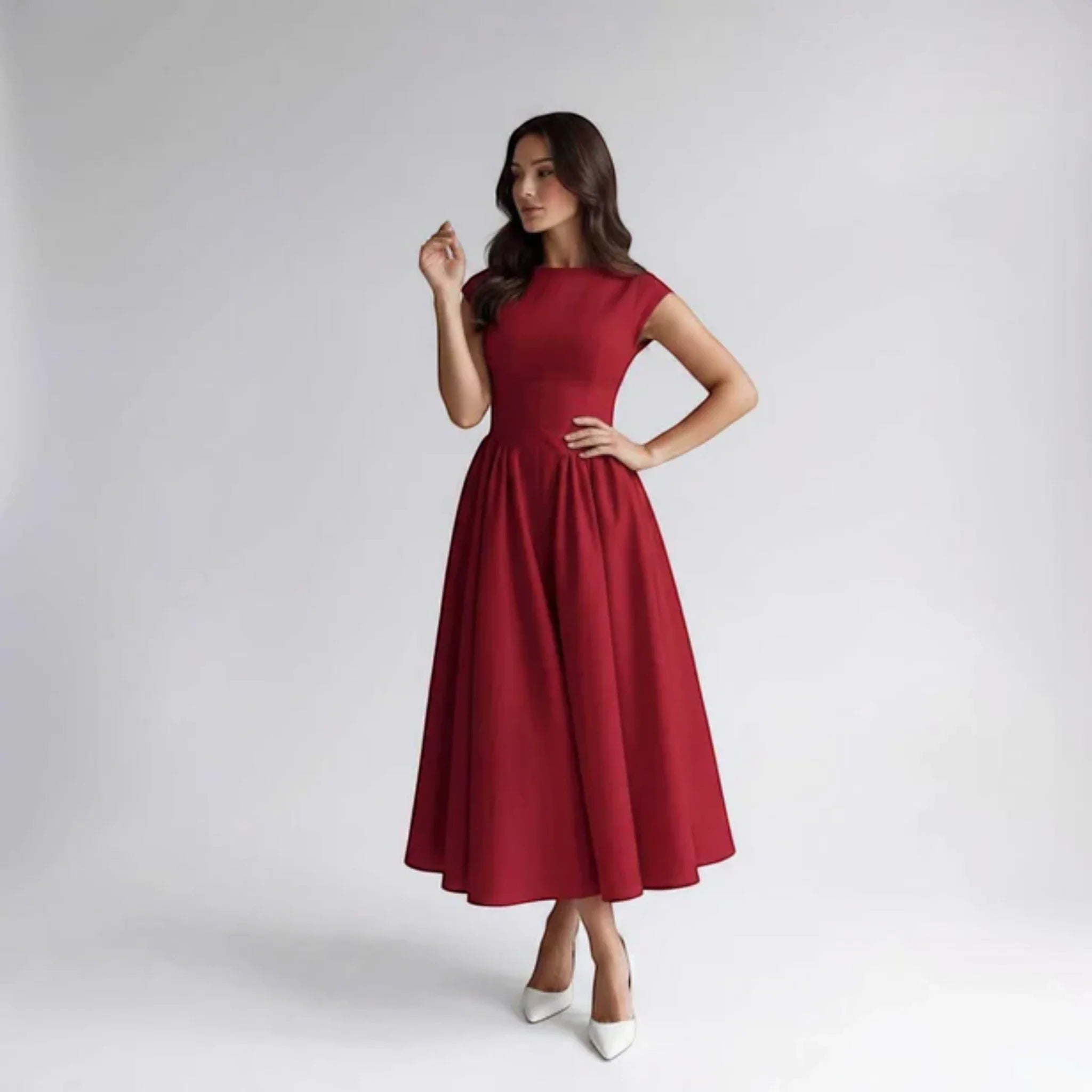 Women Sleeveless Fit and Flare Midi Dress Wedding Guest - Image 9