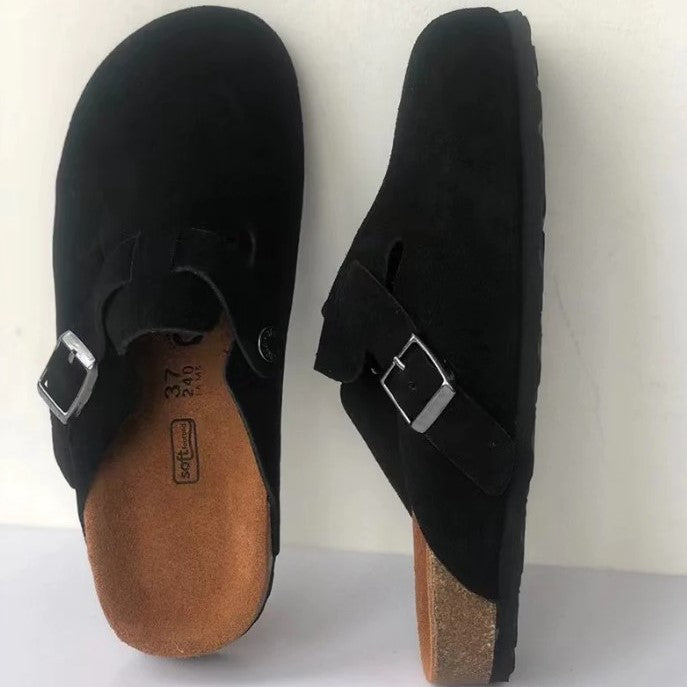 Unisex Leather Boston Style Clogs Slip-On Closed Toe Sandals - Image 8