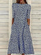 Floral Micro Stretch Midi Dress Lightweight Breathable